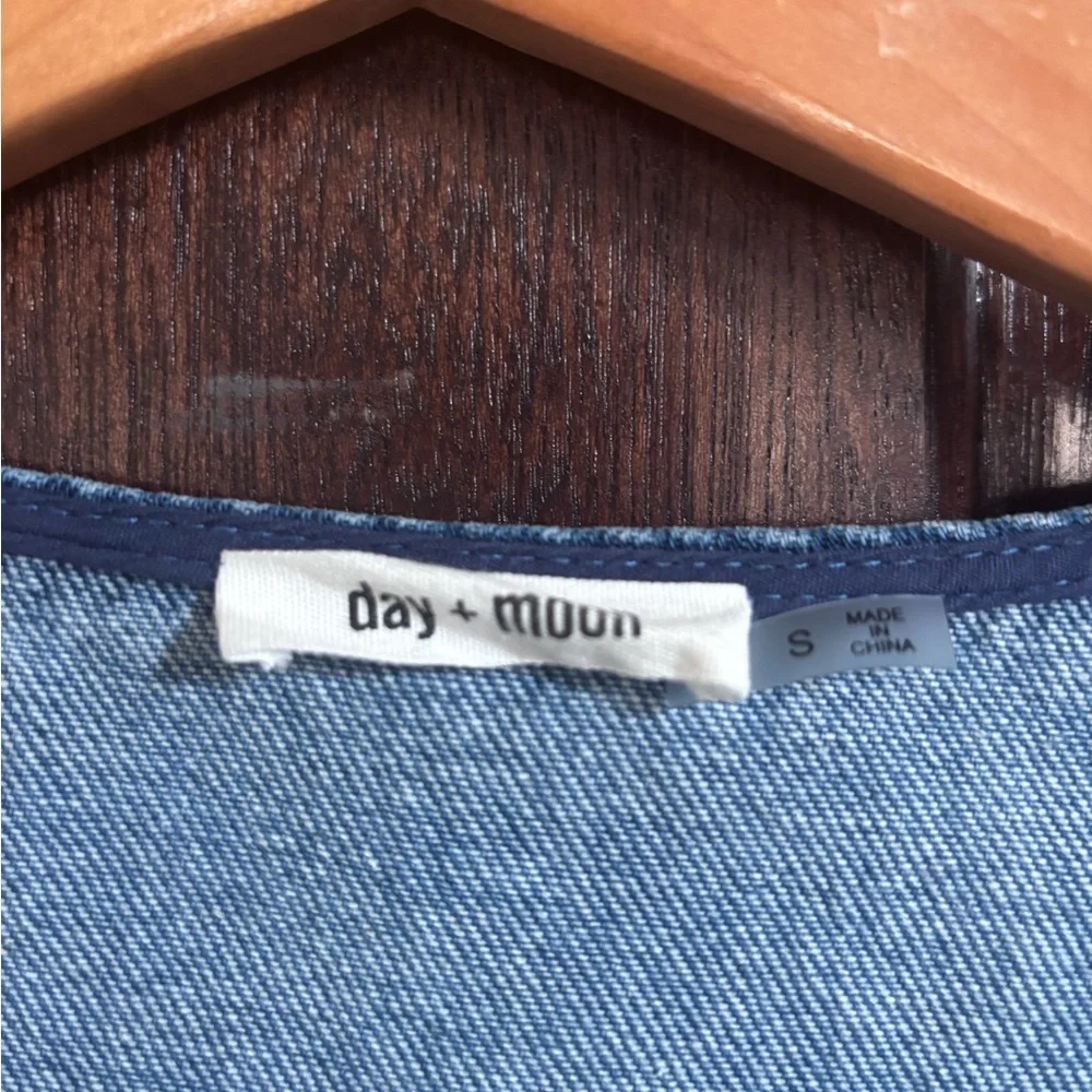 Day + Moon Denim Ruffle Sleeve Romper - Picture 3 of 3